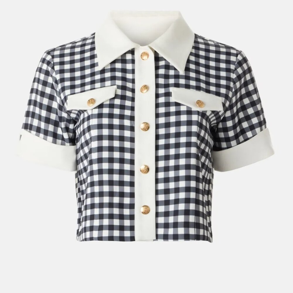Alexia Admor Navy and White Gingham Kids Button-Up Shirt